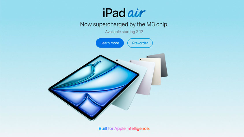 Apple представил новый iPad Air с чипом M3 и интеграцией Apple Intelligence